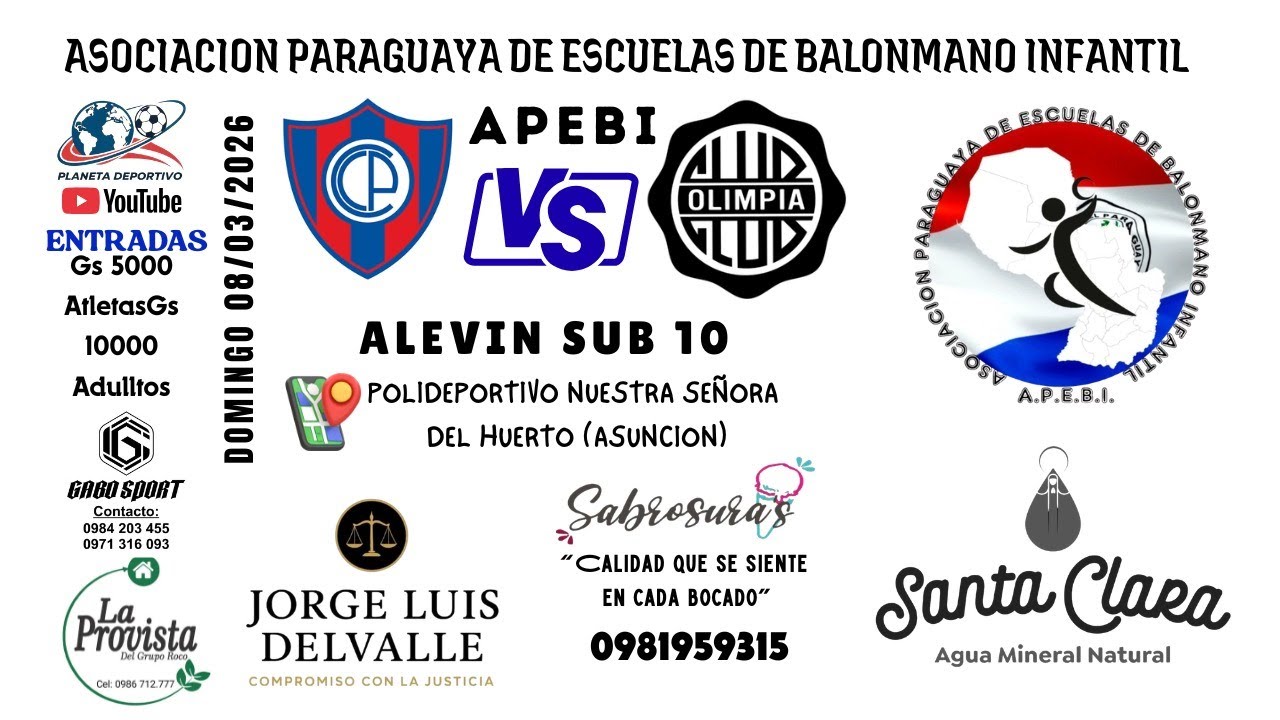 Balonmano | CERRO PORTEÑO VS OLIMPIA | Alevín Sub 10 | APEBI 