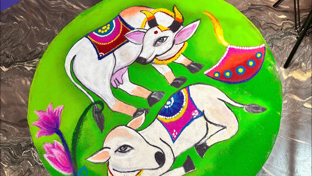 Simple rangoli for diwali 🪔 festival #vasubarasrangoli #tutorial #attractive #beautifulrangoli