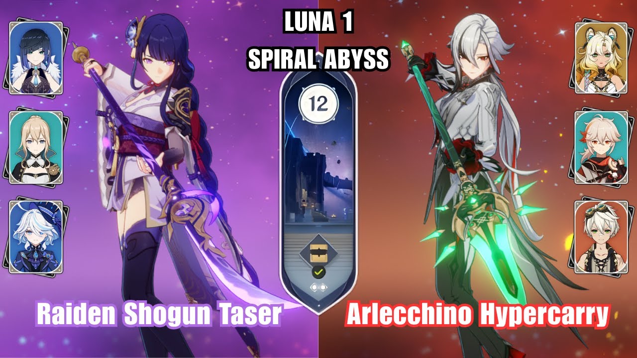 C0 Raiden Taser & C0 Arlecchino Hypercarry | Luna 1 Spiral Abyss | Genshin Impact