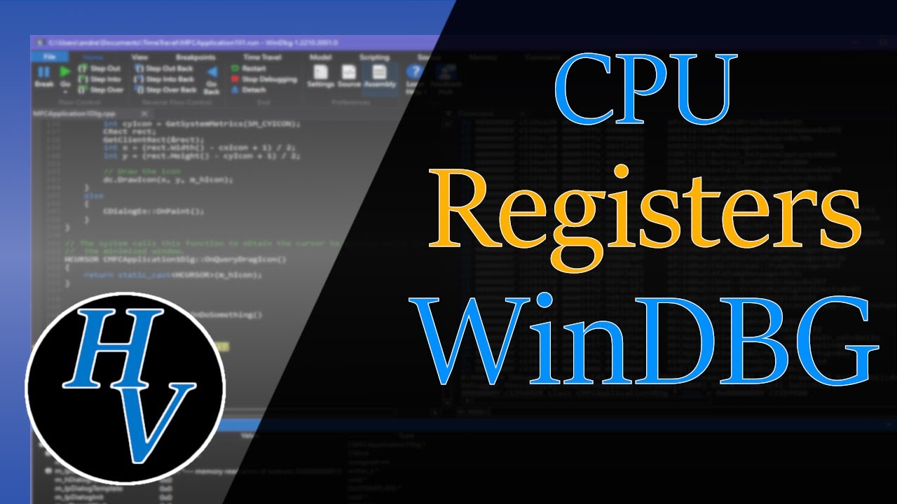 How CPU registers work within WinDBG. An explanation of 2 registers
