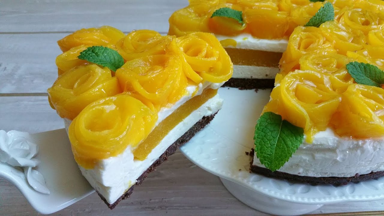 Torta fredda alle pesche, senza cottura Facile e veloce