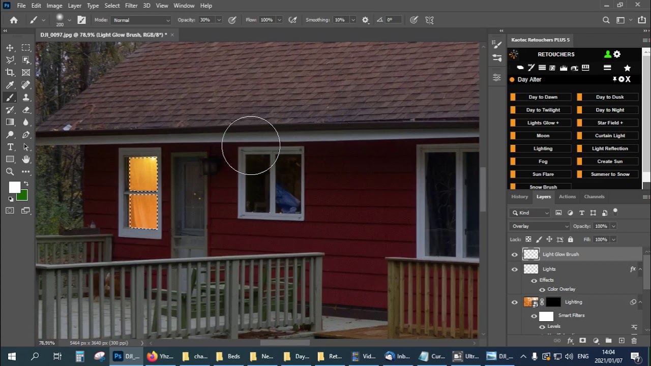 Photoshop Tutorial : AI Sky swap, create leaves on trees, twilight conversion