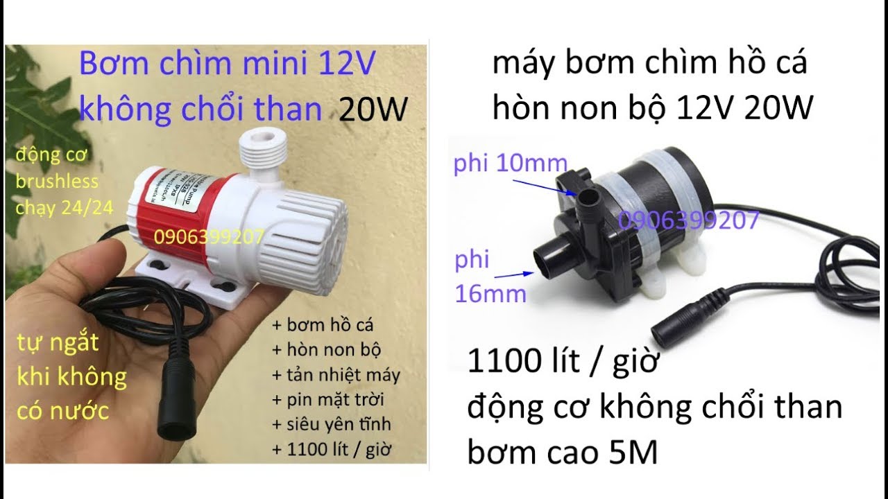 máy bơm nước mini 12V không chổi than - máy bơm chìm mini 12V không chổi than