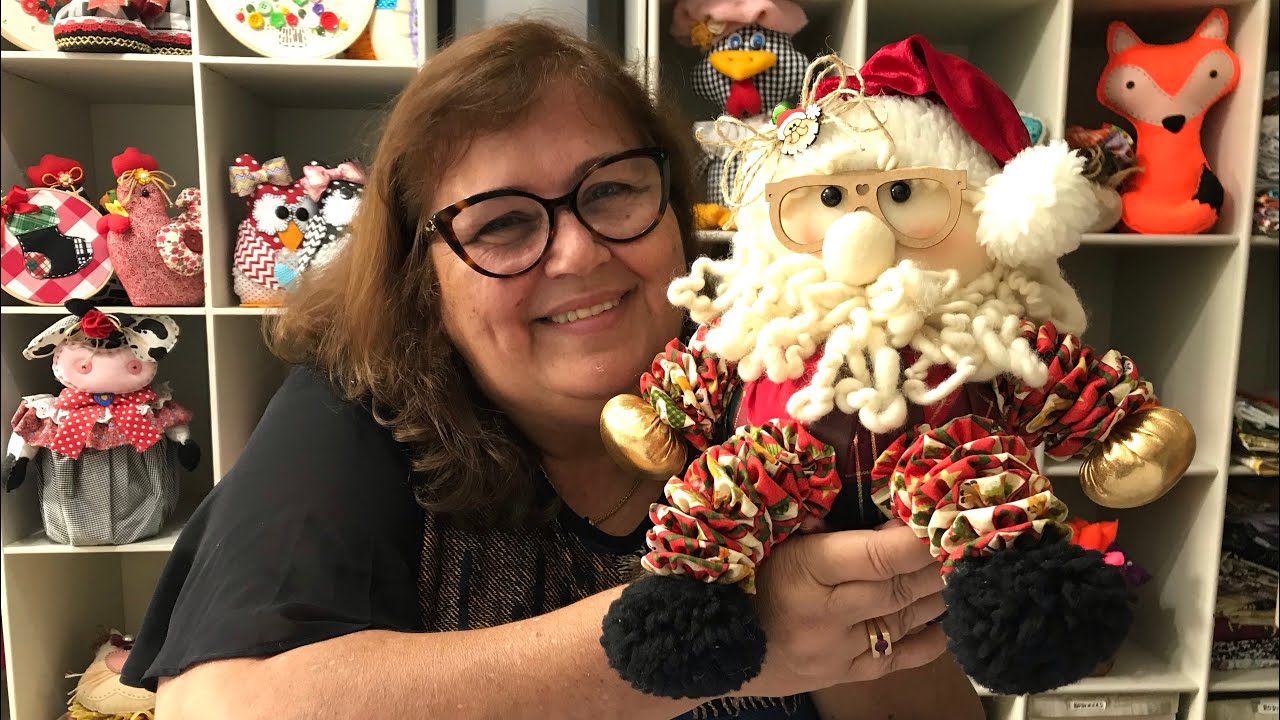 Papai Noel de Fuxico , peso de porta!!!