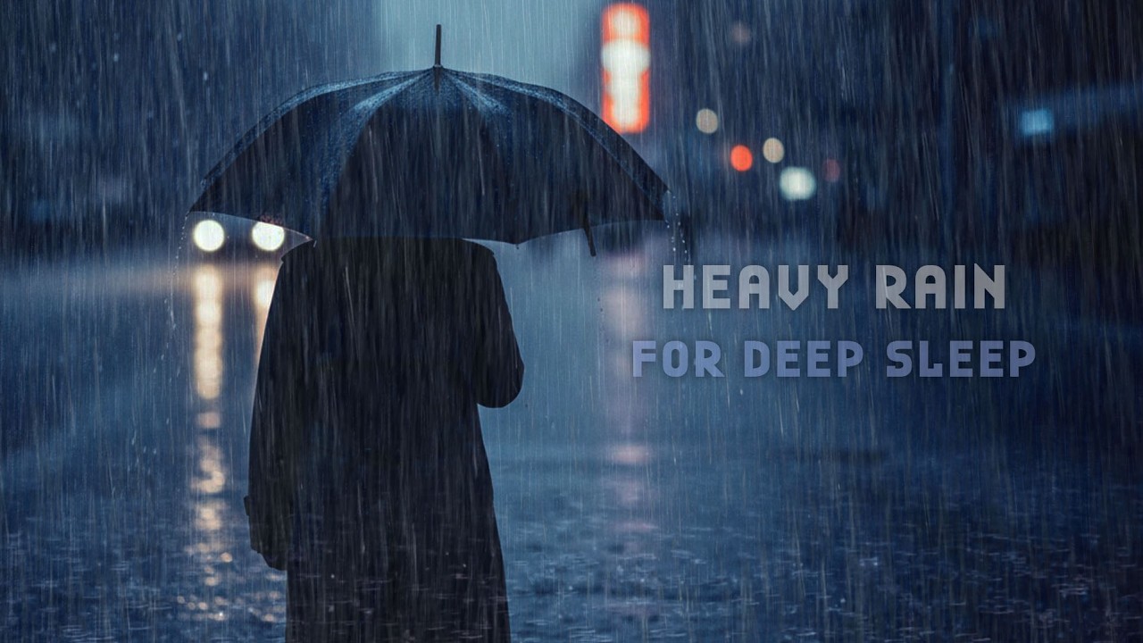 Sleep in Minutes 🌙 Night Downpour & Thunder ⚡ Calm Walk with Umbrella 😴