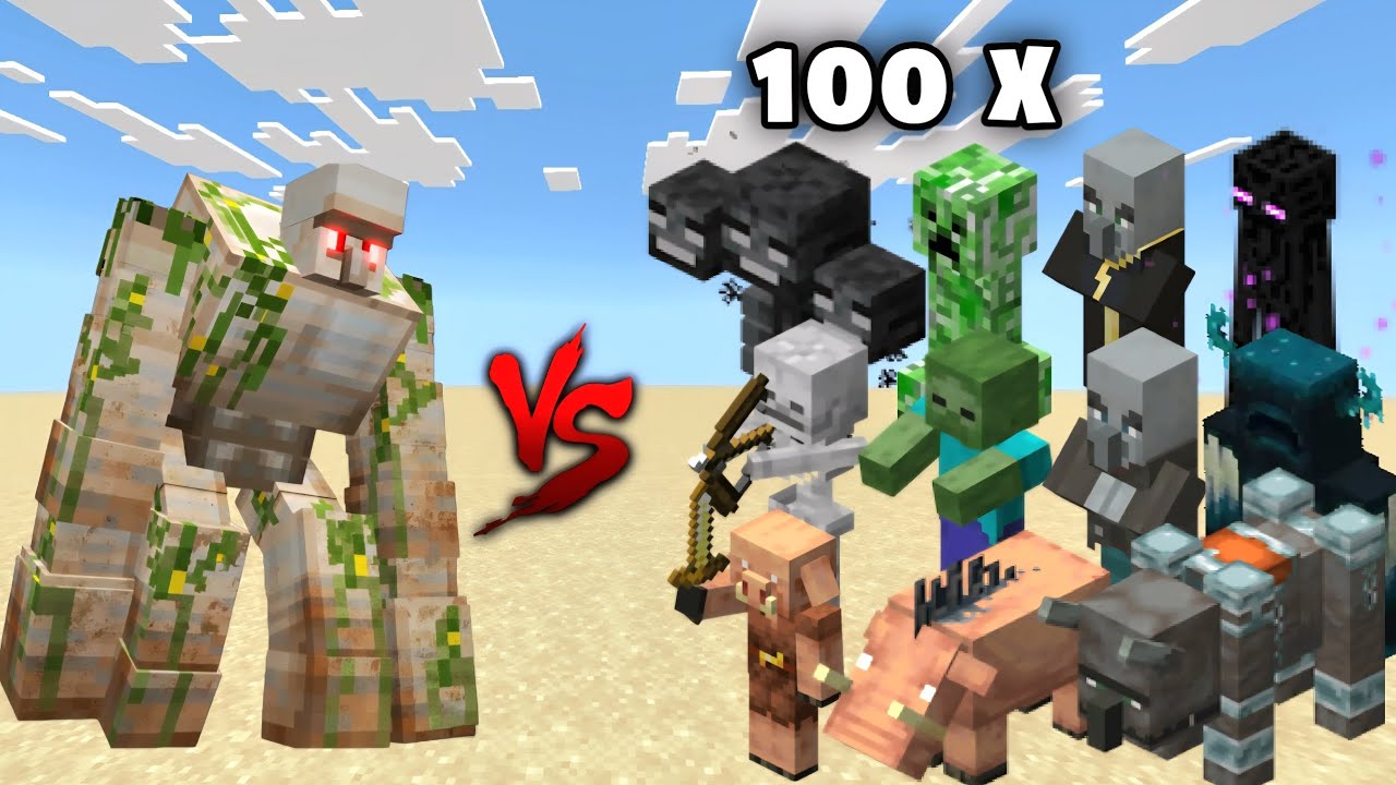 100x Mobs vs Iron Golem 😈 | Minecraft Impossible Fight #minecraft #gaming 