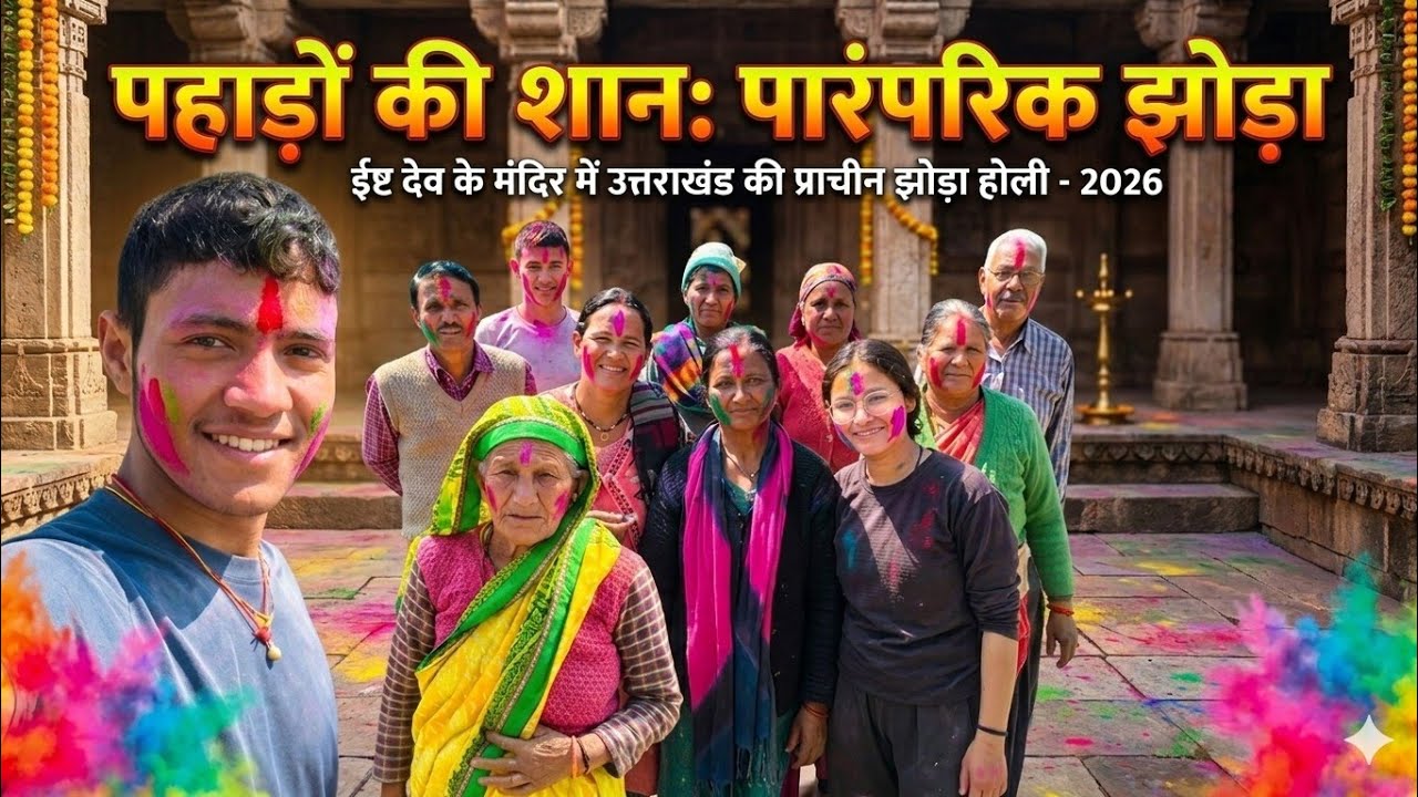 पहाड़ी लोक संस्कृति का असली रंग 🎨 | मंदिर में सामूहिक झोड़ा और होली का आनंद 🙏