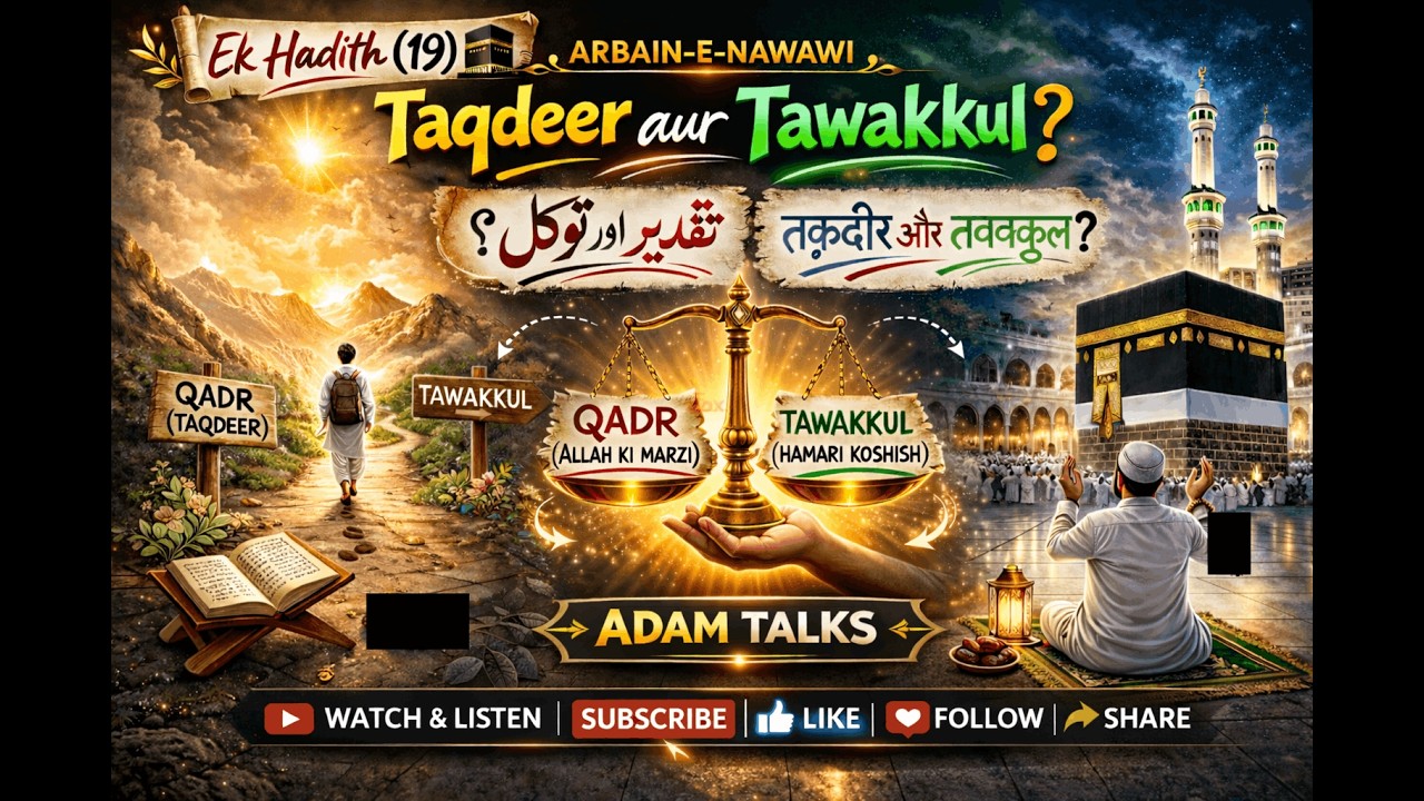 Ek Hadith(19) 💎💎💎🕋 Taqdeer aur Tawakkul? تقدیر اور توکل؟ तक़दीर और तवक्कुल?  Adam Talks