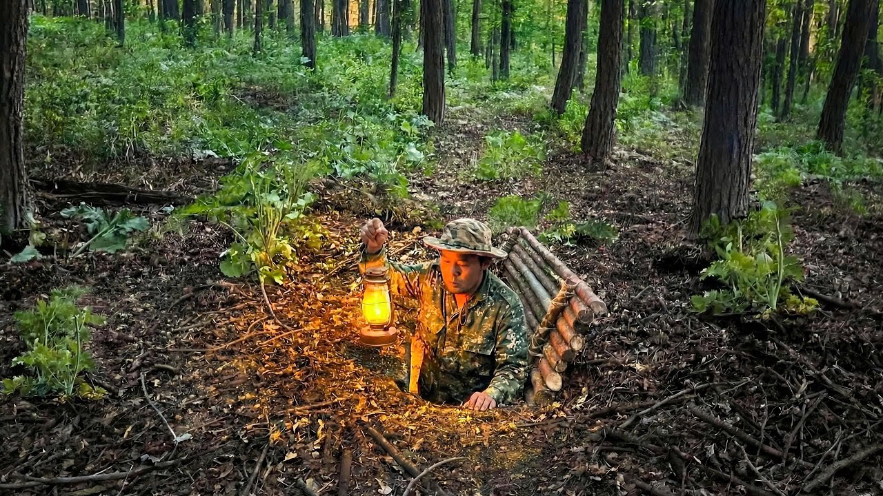 Building the most secret dugout for survival. Bushcraft. Survival. Dugout.