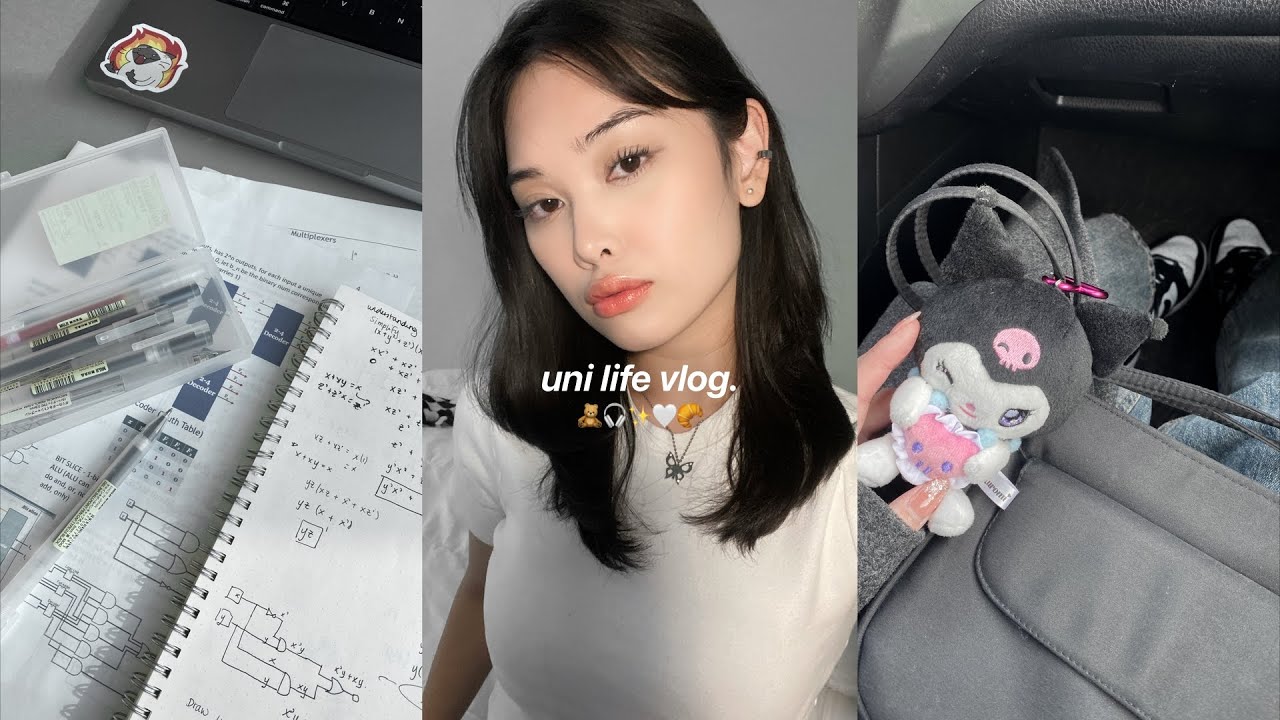 UNI VLOG☕️🎧 Studying on campus, Korean cafe, skincare routine, buying new skincare & haircare