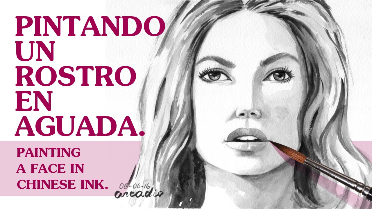Pintando un rostro en aguada./Painting a face in chinese ink.