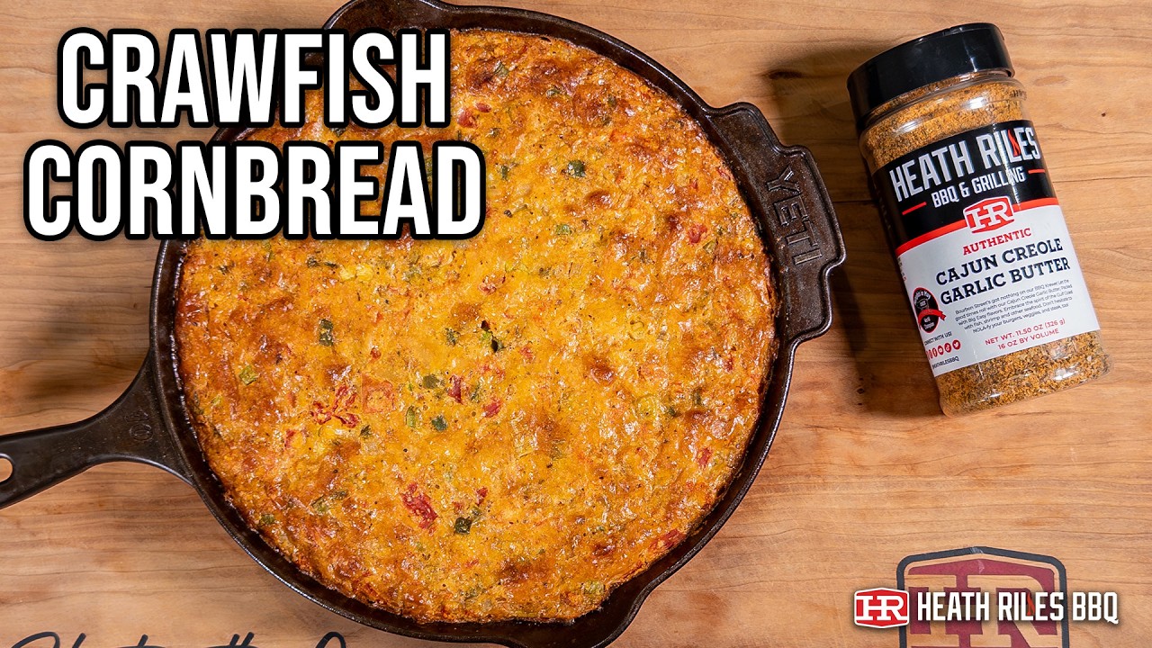 Smoked Crawfish Cornbread on a Pellet Grill | Cast Iron Skillet Recipe
