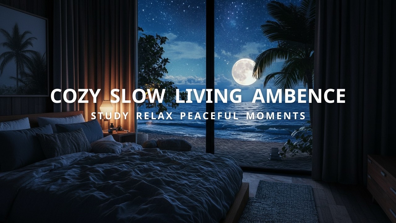 Peaceful Seaside Evening Ambience: Moonlight, Gentle Waves & Cozy Study Music
