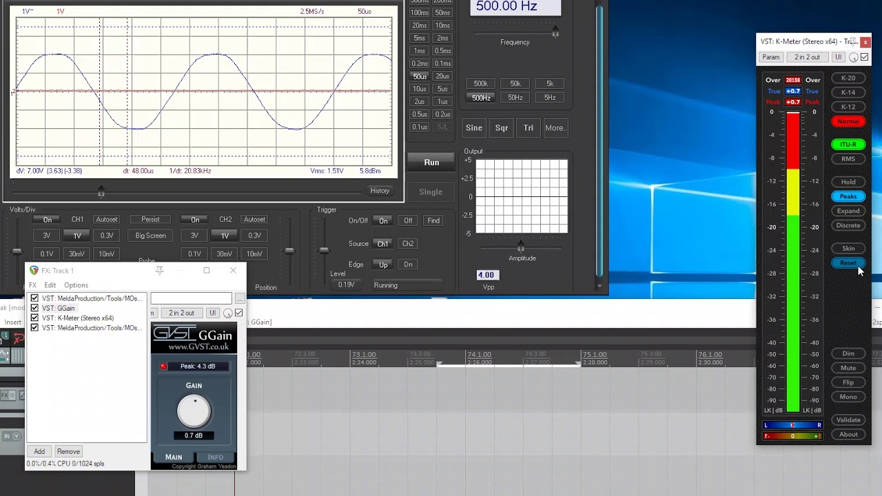 how 0.5 - 4 db clipping look on osciloscope and true peak Meter show same as sample peak(nosound)