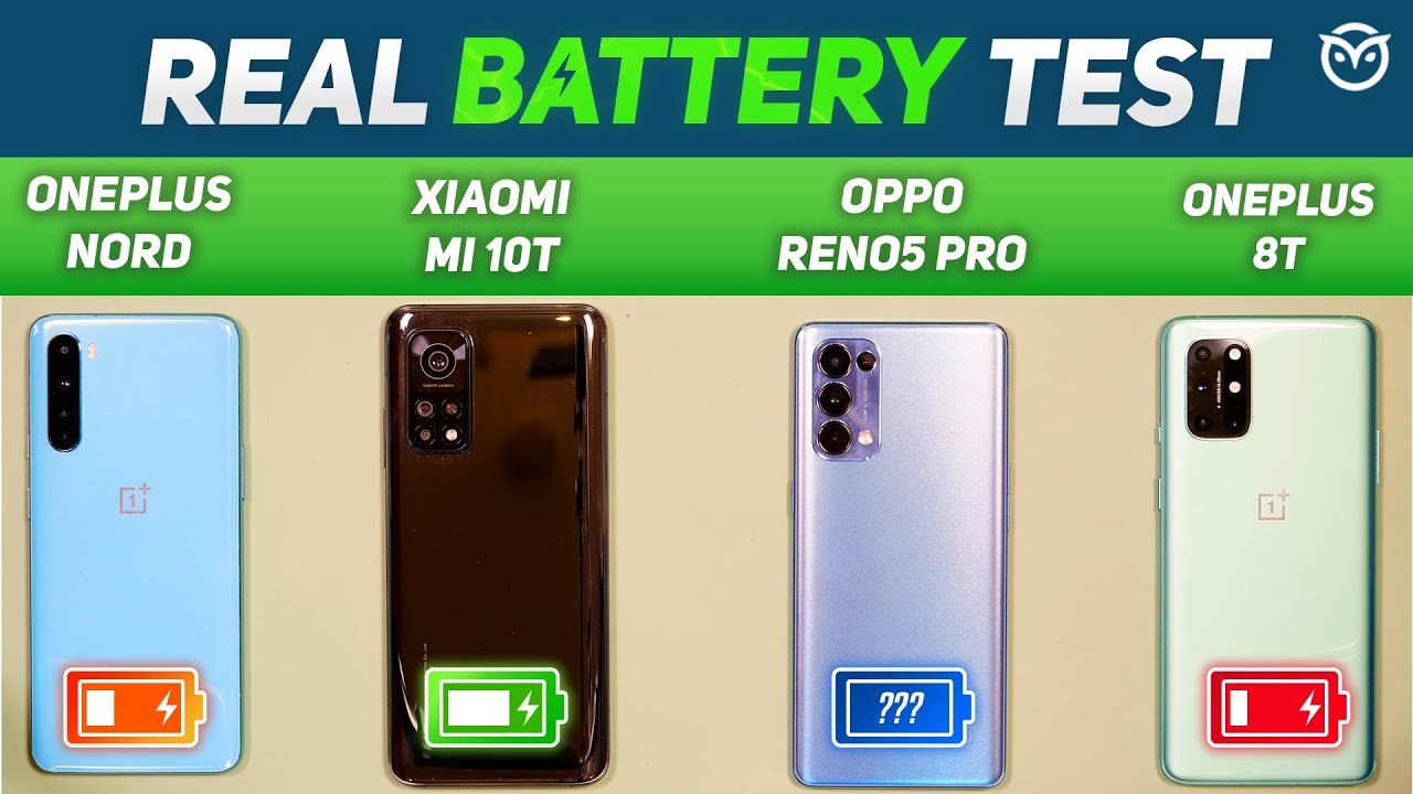 OPPO Reno5 Pro vs Mi 10T, Oneplus 8T, Nord Battery Drain Test | Charging | Dimensity Gaming [Hindi]