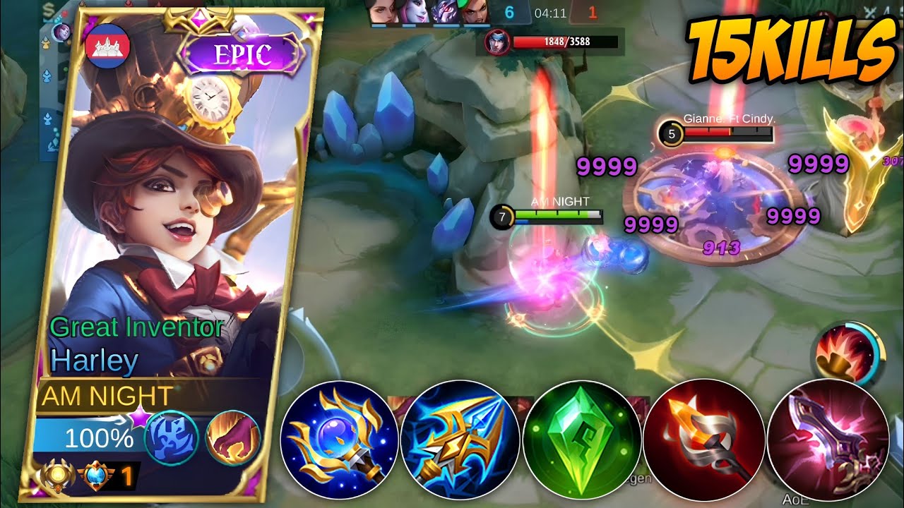 15KILLS HARLEY BEST BUILD 2022 - TOP 1 GLOBAL HARLEY GAMEPLAY - MOBILE LEGENDS