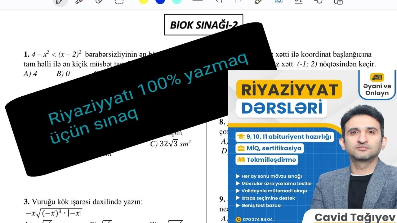 Riyaziyyatdan yepyeni sınaq #blok #riyaziyyat #sınaq