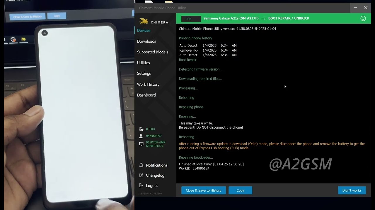 Samsung Galaxy A21s A217F FRP Bypass/Google Account Unlock Chimera Tool | *#0*# Not Working | A2GSM