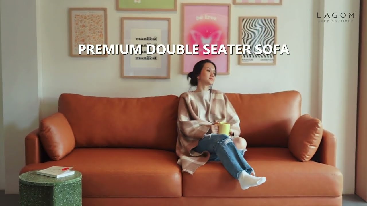 Double Seater Sofa | Premium Faux Leather & Solid Teak Frame
