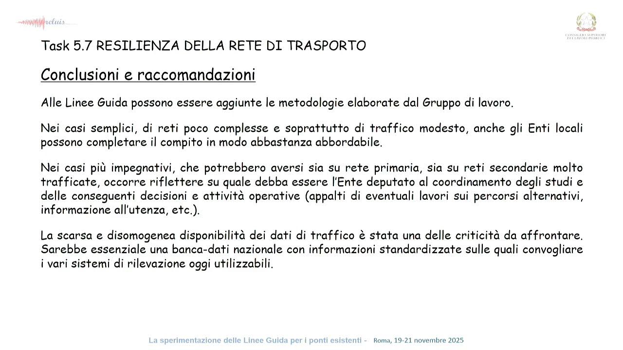 CONVEGNO NAZIONALE | La sperimentazione delle Linee Guida per i ponti esistenti -21/11/25 MATTINA