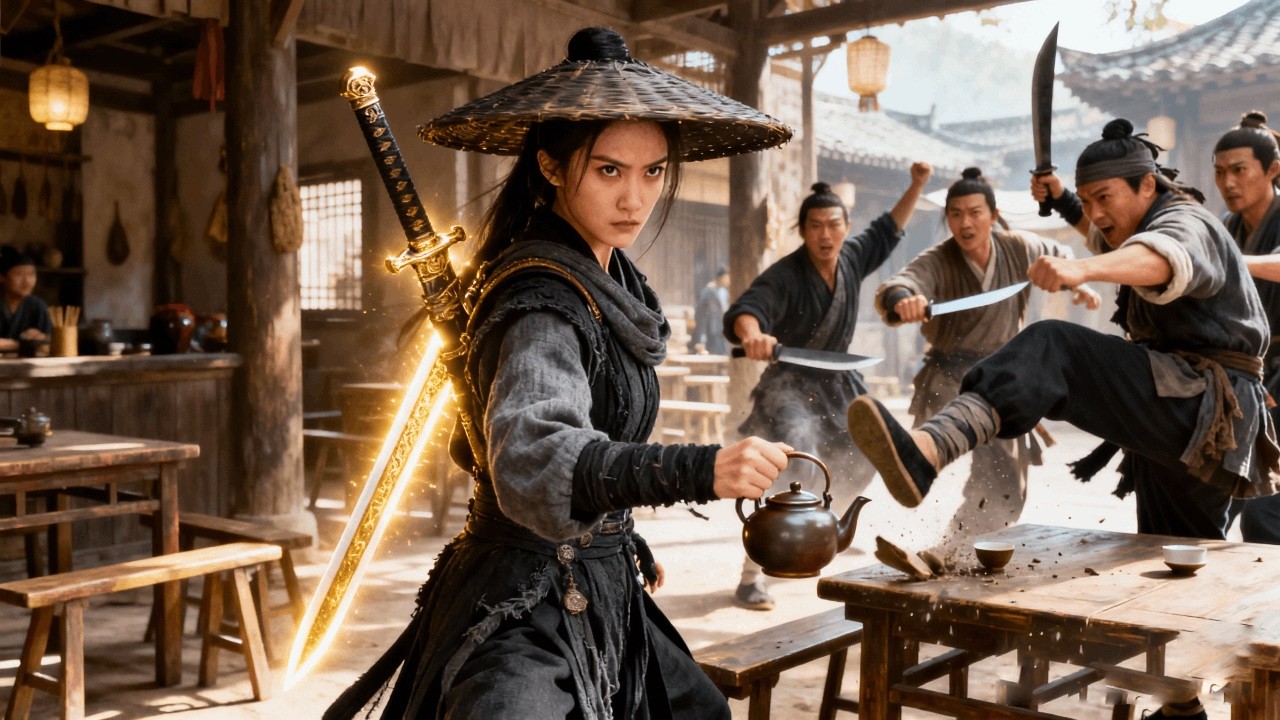 武俠電影！惡霸欺負酒館女顧客，怎料她功夫高深一招秒殺！#成龍 #武俠 #功夫 #劉亦菲 #王一博 #肖戰