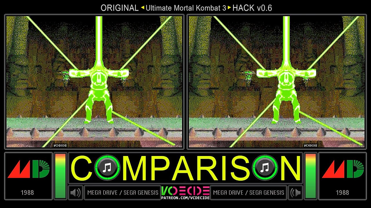 [HACK] Ultimate Mortal Kombat 3 (Sega Genesis vs Sega Genesis) Side by Side Comparison  | VCDECIDE