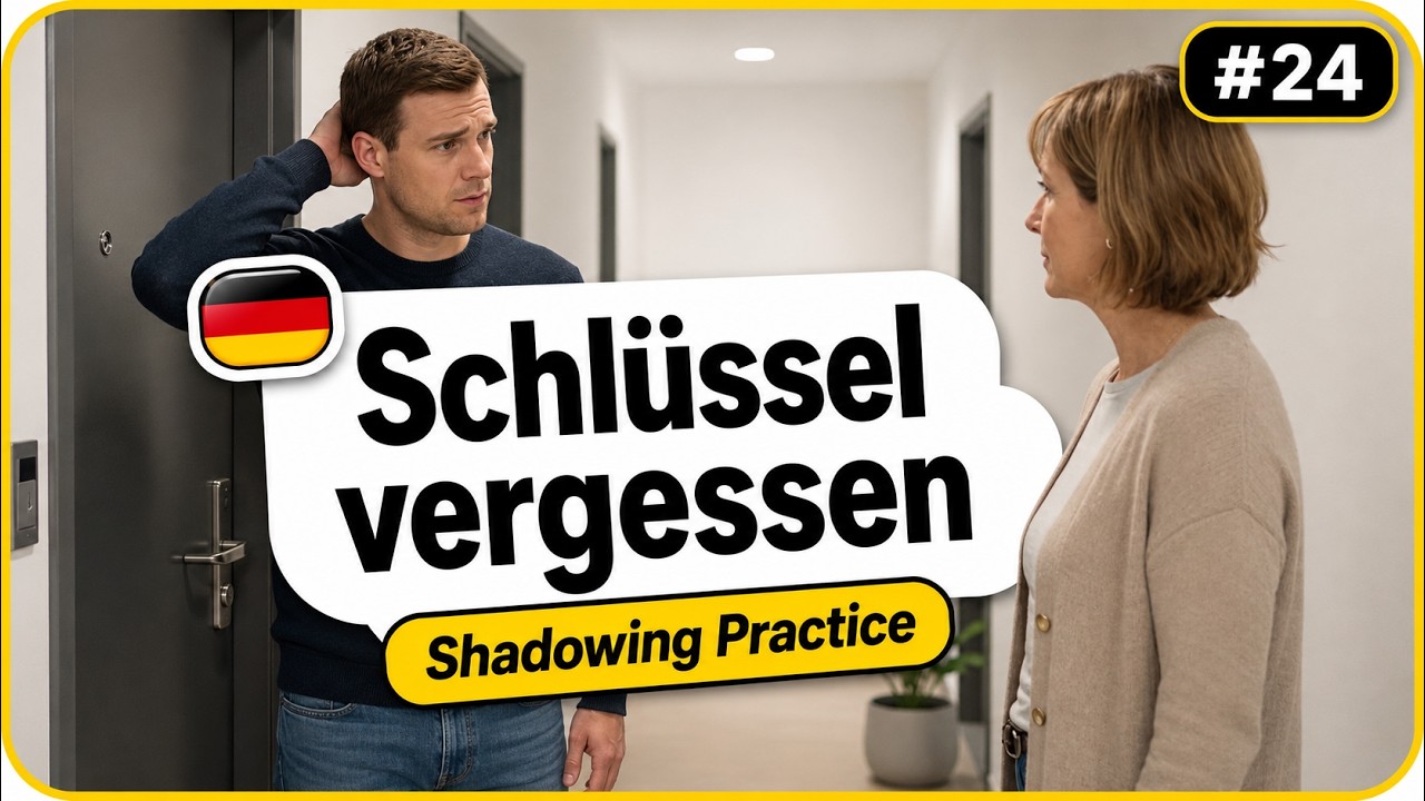 A1 German Shadowing Practice #24  Forgotten Key  - Schlüssel vergessen