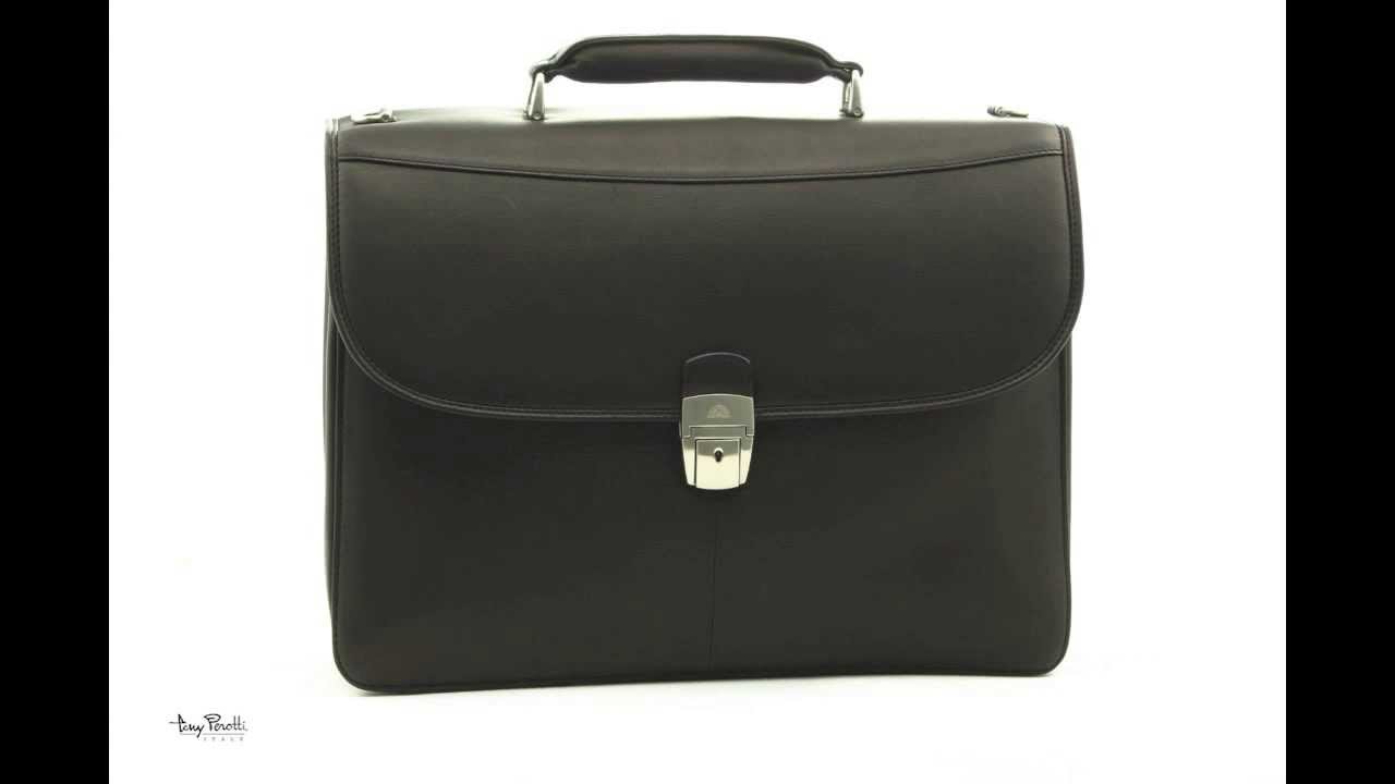 Milano Double Compartment Briefcase in Color Black item number PC012001BK