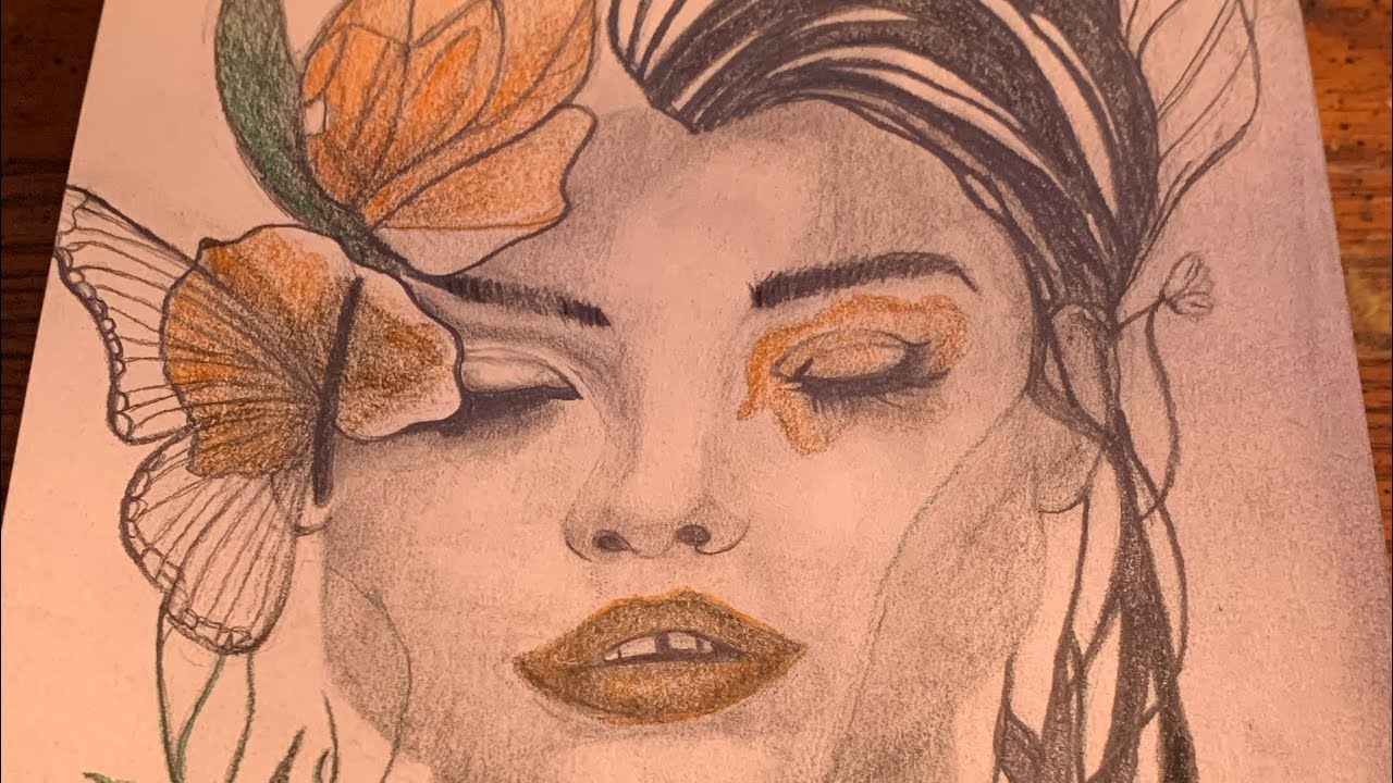 Floral Face Portrait- Speed Drawing 