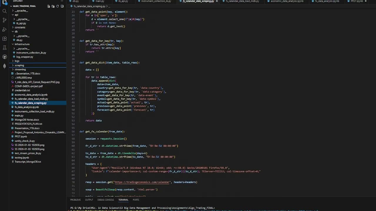 NoSQL Based Big Data Forex and Economic Data Analytics with MongoDB and Python