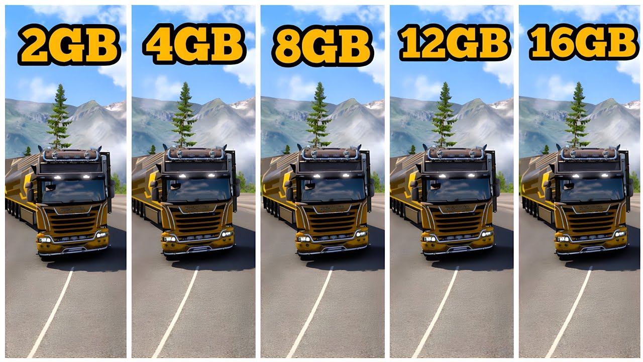 EURO TRUCK SIMULATOR 2 RAM COMPARISON 2GB VS 4GB VS 8GB VS 12GB VS 16GB RAM