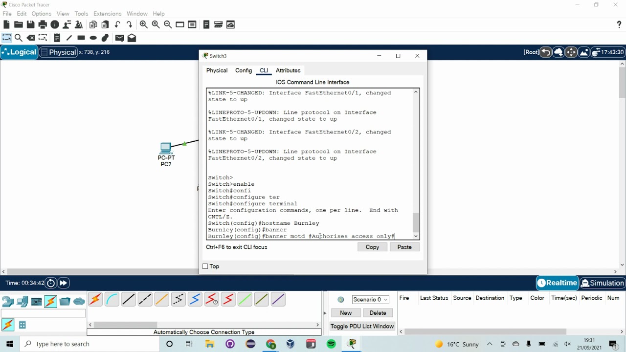 Customizations of a Cisco Switch or Router, hostname, clock settings and message of the day