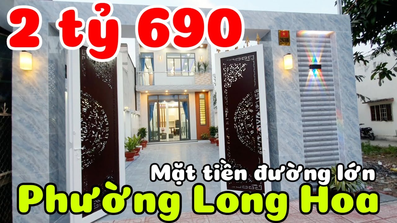 Nhà mặt tiền đường lớn 5x47 mới xây 1 trệt 1 lầu giá 2 tỷ 690 triệu có hoàn công ở Long Hoa Tây Ninh