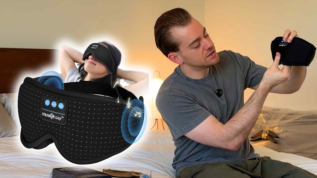 Bluetooth Sleep Mask with Headphones | White Noise Eye Mask for Side Sleepers