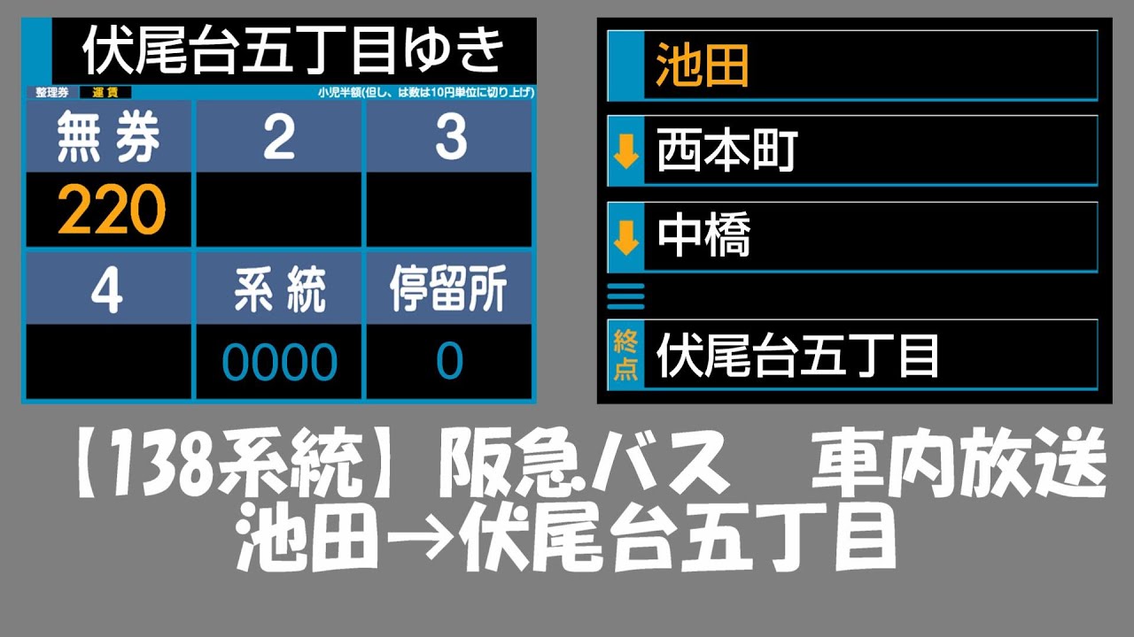 阪急バス　車内放送　池田→伏尾台五丁目