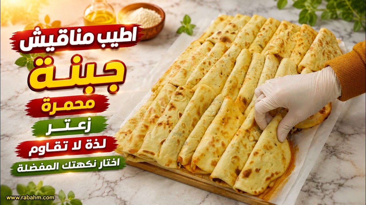 Пироги с сыром, ветчиной и тимьяном اطيب مناقيش جبنة، محمرة، زعتر لذة لا تقاوم