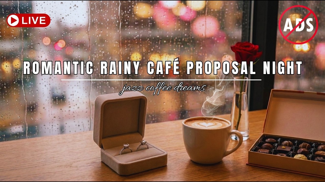 Romantic Rainy Café Proposal Night 💍 Smooth Jazz Ambience | Cozy Love & Relaxing Jazz Live