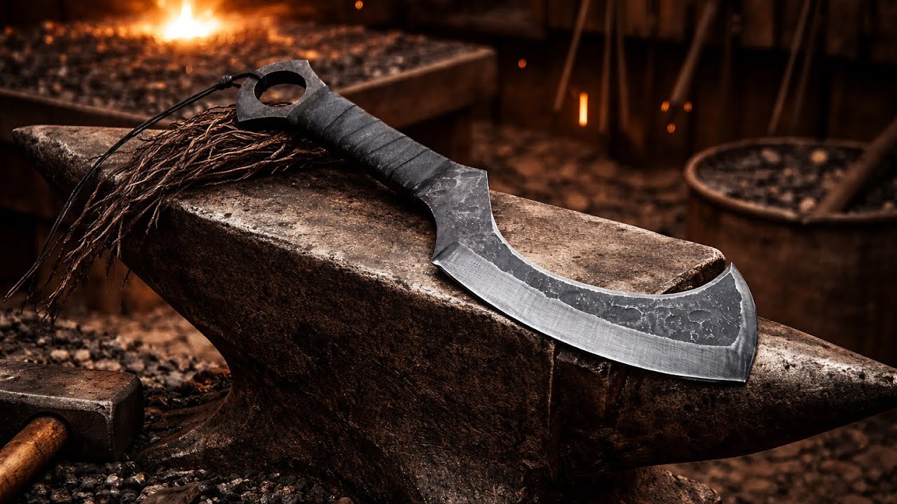 Mini Khopesh Knife | Ancient Curved Blade Design | Complete Making Process & Final Reveal