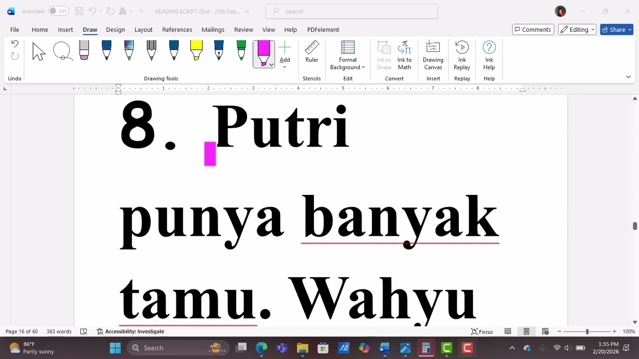 K2 Reading tutorial 23rd February -27th February 2026