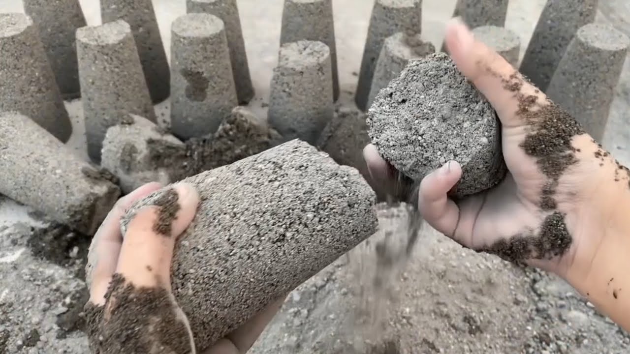100% of u will enjoy this asmr/Stoney black cement cones shapes dry floor crumbling/sleepaid🌪🌪