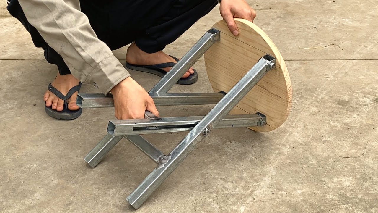 DIY - Great craftsman's ideas/How to make a smart folding round chair/Smart folding metal utensils!