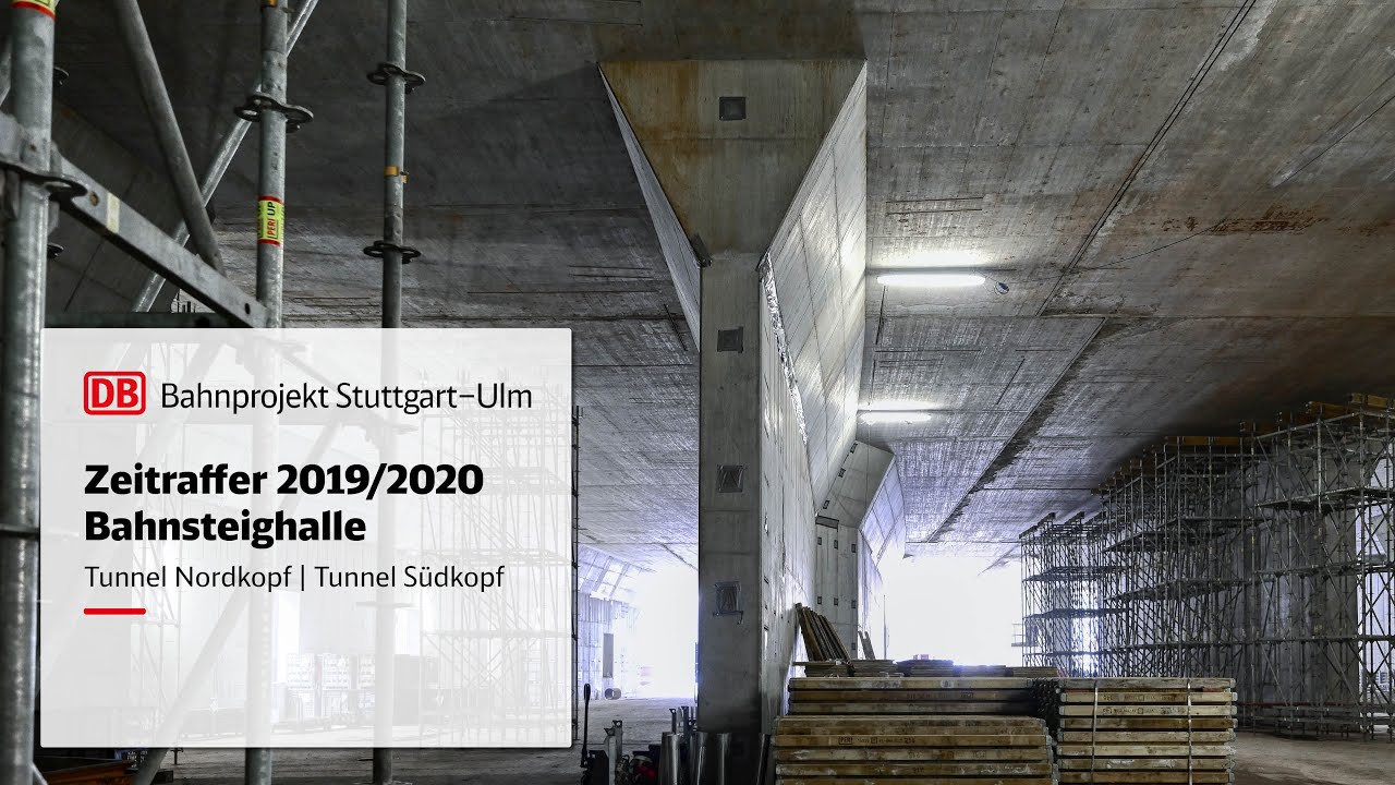 Tunnel Nordkopf und Südkopf des Stuttgarter Hauptbahnhofs  – Zeitrafferfilm 2019/2020