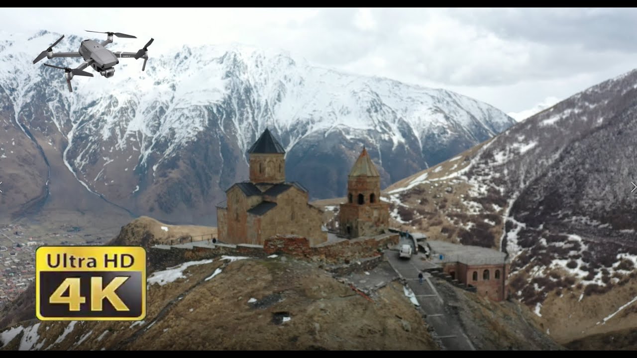 Gergeti Trinity Church | Mount Kazbek 🇬🇪 Georgia | Ananuri Castle | 4k | Drone