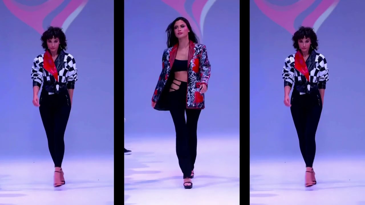 Seaside Elegance American Fashion Model's Captivating Strut at Miami Bikini Fashion Show