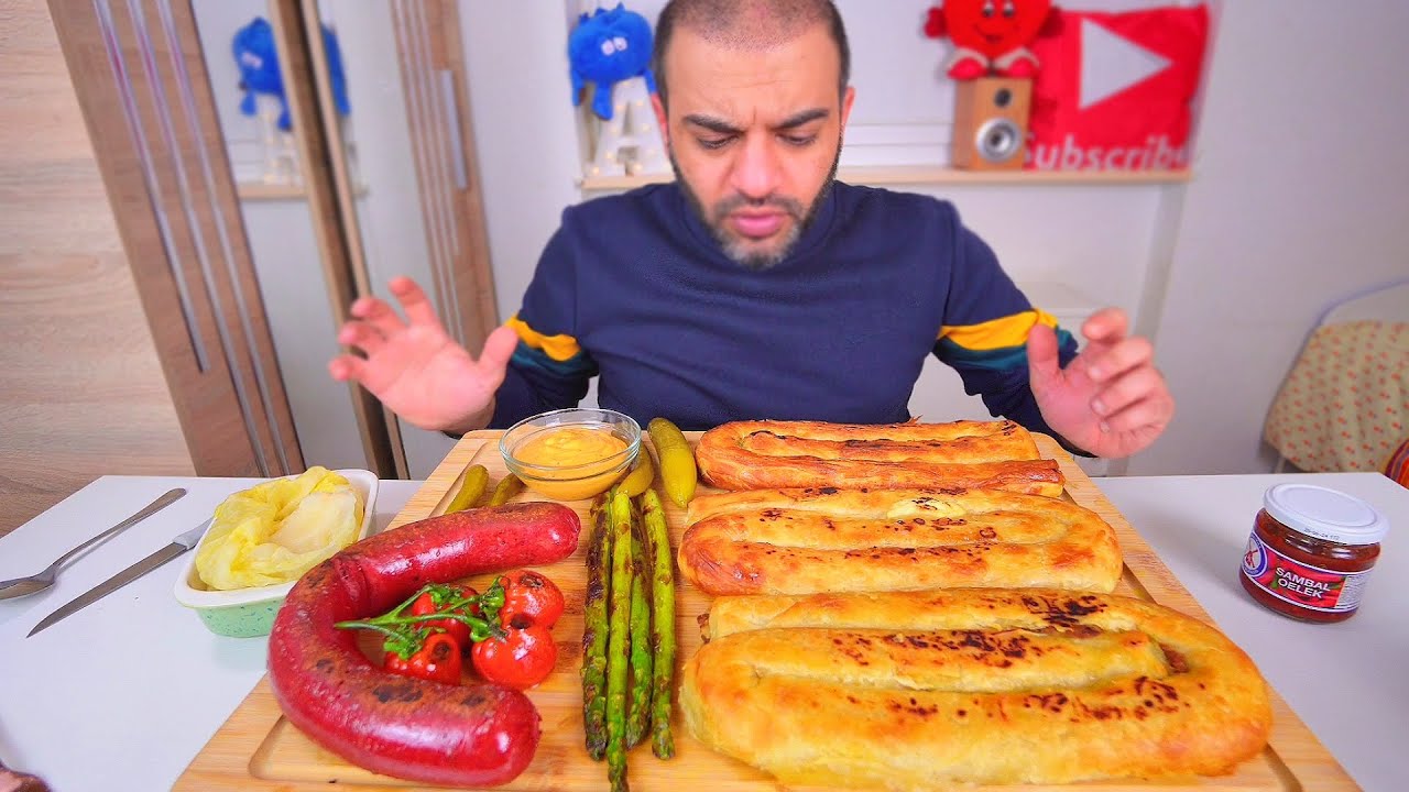 Turkish Pastry Borek with Savory Filling & Sujuk 🔥شواء واكل البورق بثلاثة انواع مع سجق بسطرمة كبير