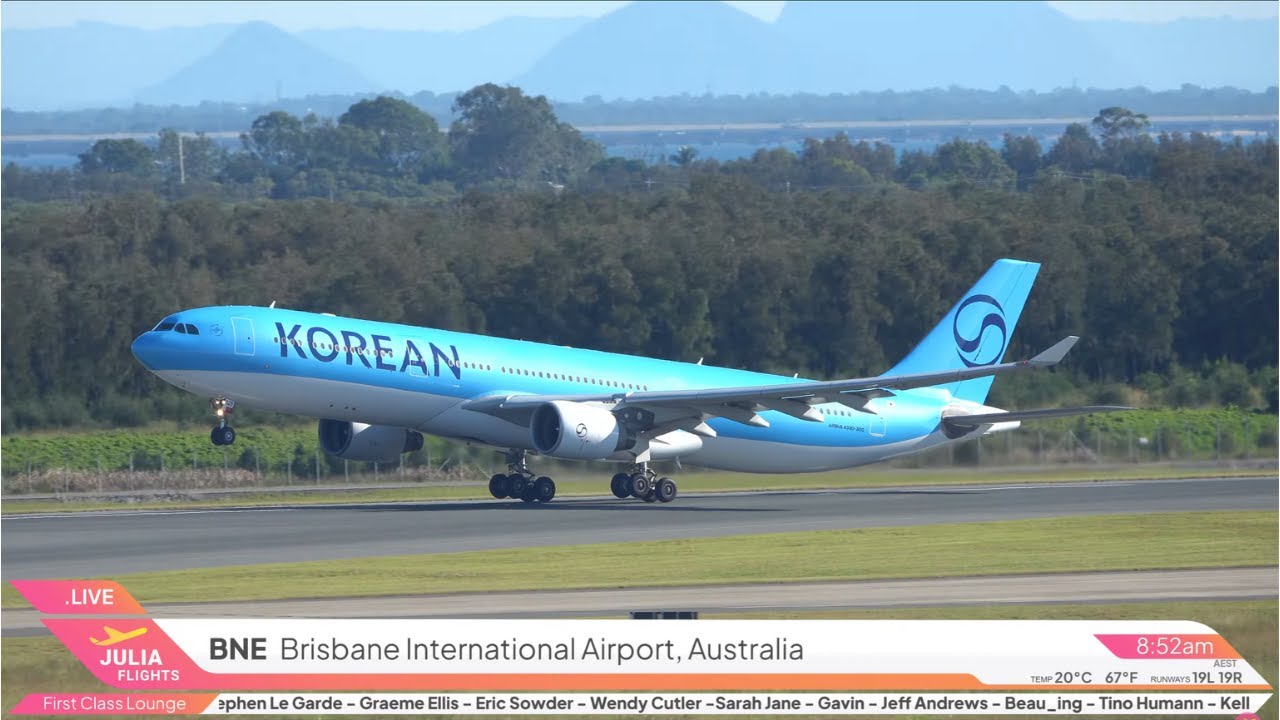 🔴 NEW KOREAN LIVERY @ Brisbane Airport Australia YBBN/BNE Plane Spotting LIVE + ATC 🔴
