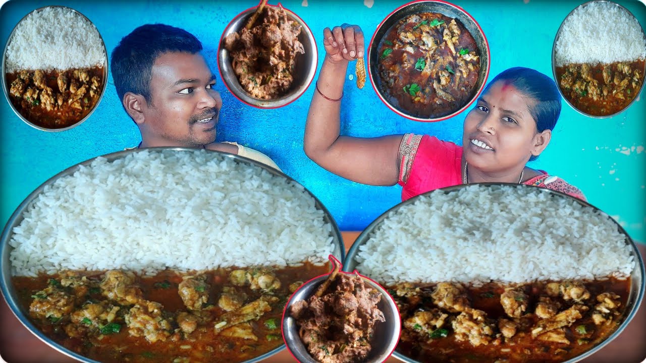 eating show | Chicken curry tadka cooking eating | Chicken bhujri eating | Chicken curry rice eating