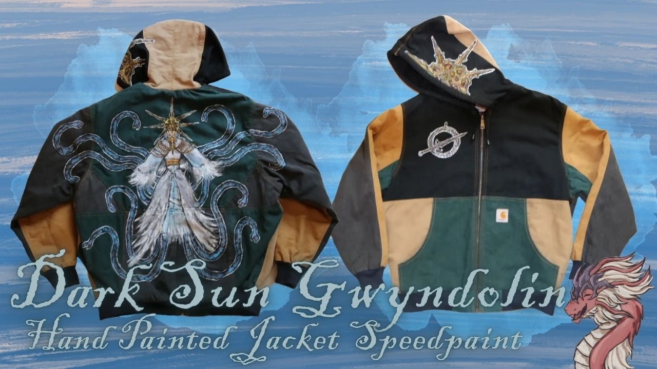Dark Sun Gwyndolin Dark Souls Inspired Hand Painted Reworked Carhartt Jacket Speed Paint