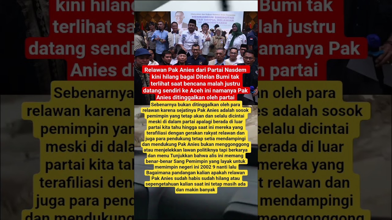 Pak Anies ditinggalkan Relawan Partai Nasdem 