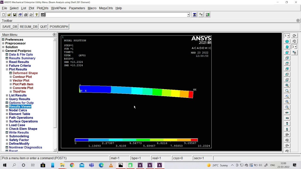 Analysis of Beam using Shell 281 Element || Ansys APDL || Ansys 2021 R1 || By an IITian